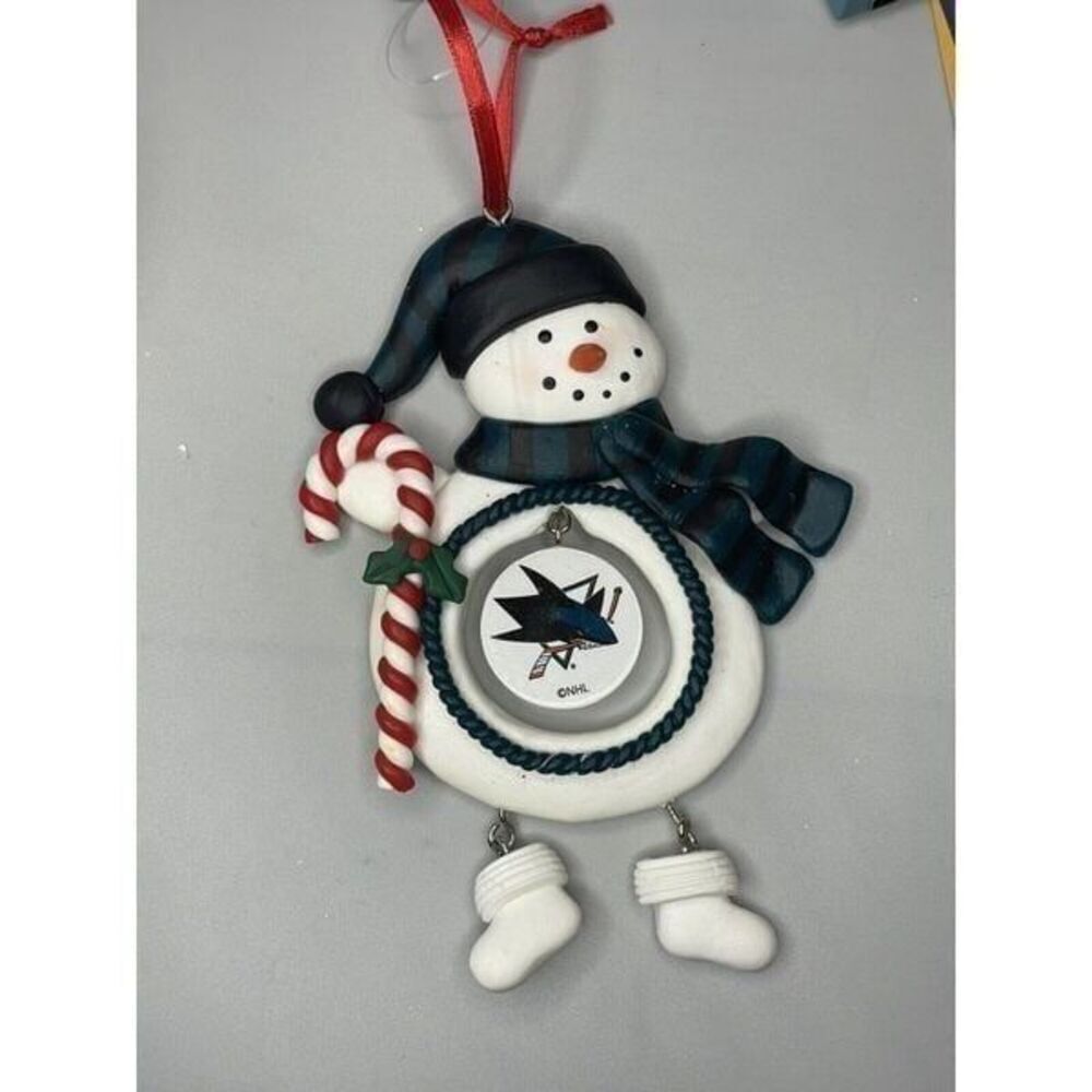 NHL San Jose Sharks Clay Dough Snowman Christmas Ornament Team Sports America‎